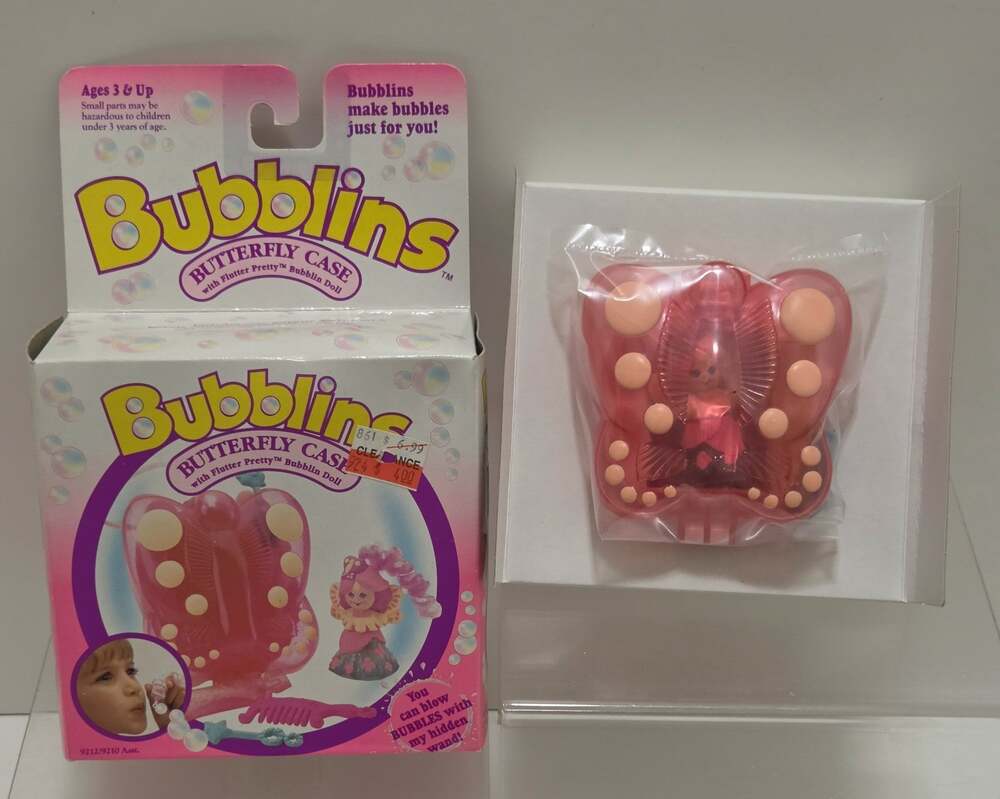 RARE Vintage Hasbro Bubblins Butterfly Case w/Flutter Pretty Doll New Open Box